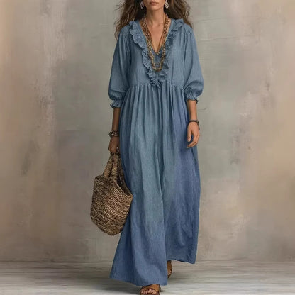 Vestido Vintage | Cuello en V y Cintura Alta