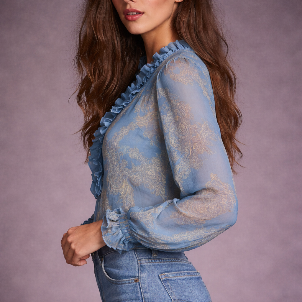 María Chiffon Paisley | Top con Escote en V