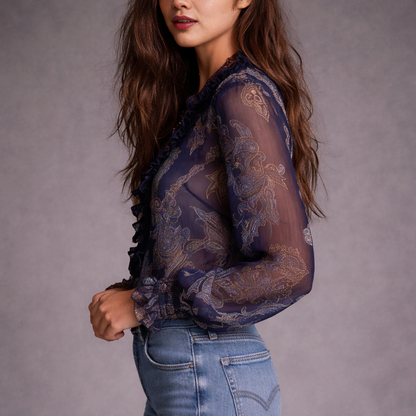María Chiffon Paisley | Top con Escote en V
